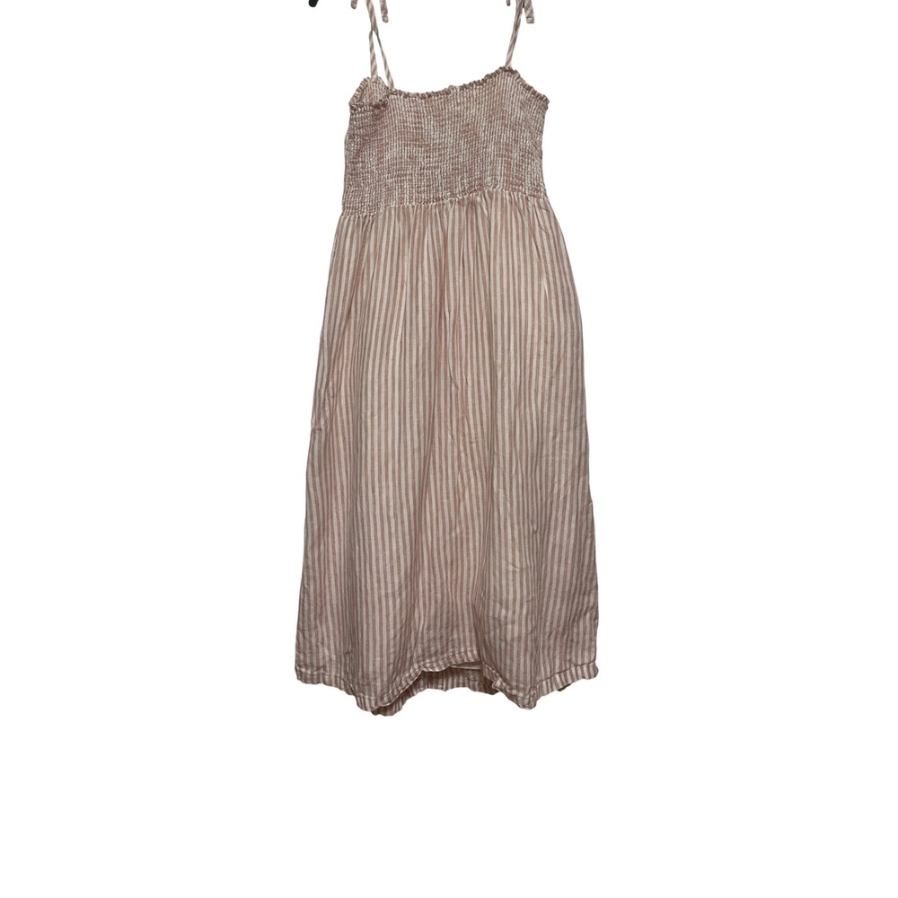 GAP Midi Dress Striped Button Front Casual Sundress Sleeveless Pink White Womens - Picture 3 of 4